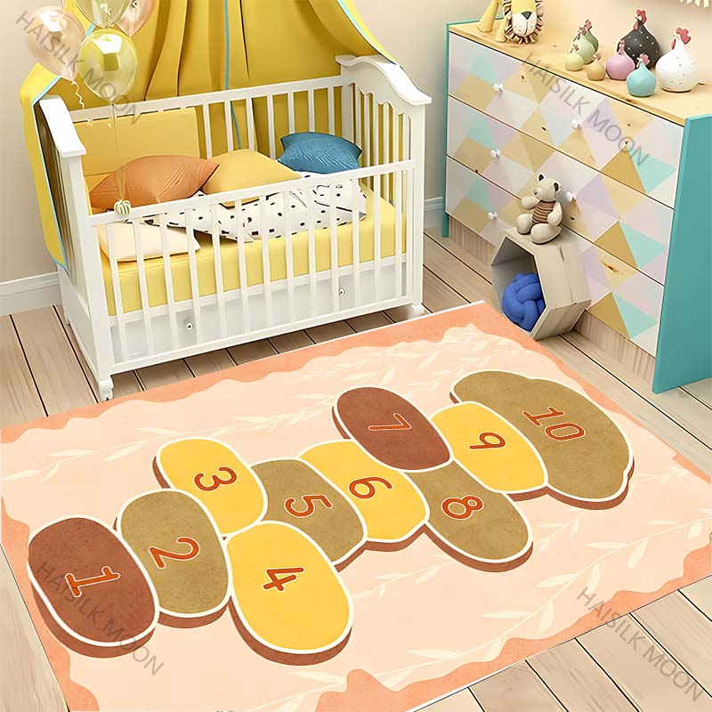 Cute Hopscotch Cartoon Carpet! Living Room Bed Kids Room Mat, Non-slip Exquisite Home Decor, Children's Play Early Education Rug