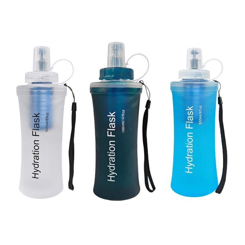 Folding Outdoor Water Bottle With Builted In Filter Light Weight Portable Water Bottle For Hiking Camping And Sports