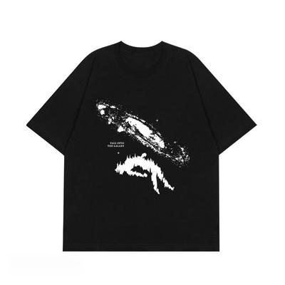 Herbst und Winter Herren und Damen Nische Fallender Weltraum bedrucktes T-Shirt Reine Baumwolle Rundhals Hochwertiges Kurzarm-T-Shirt