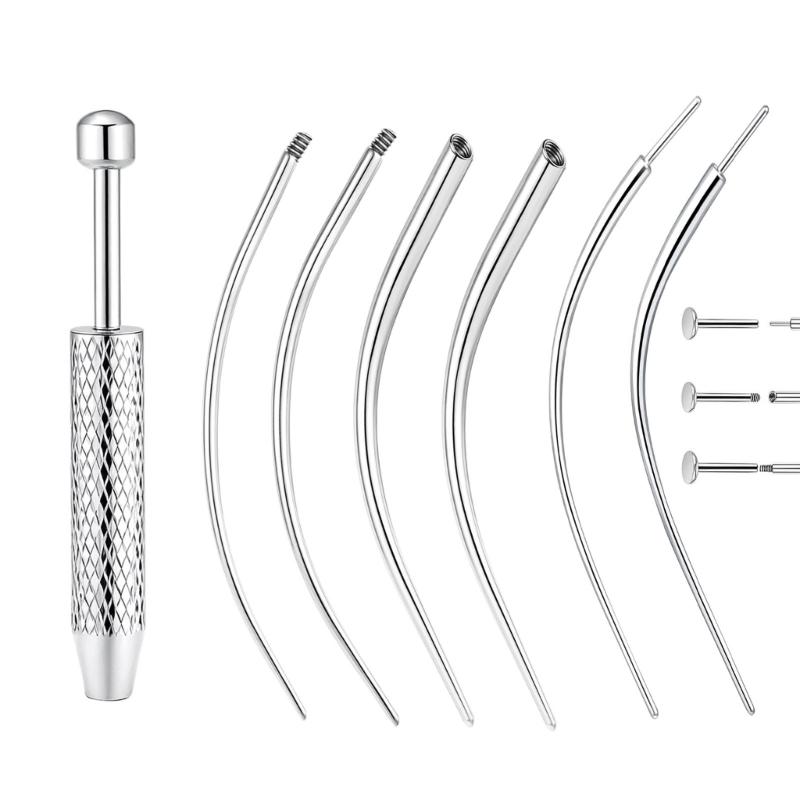Piercing Kugel Greifer Werkzeug Kits Edelstahl Flachrücken Ohrringe Applikator mit Gewinde/Gewindelosen Einsetzstiften