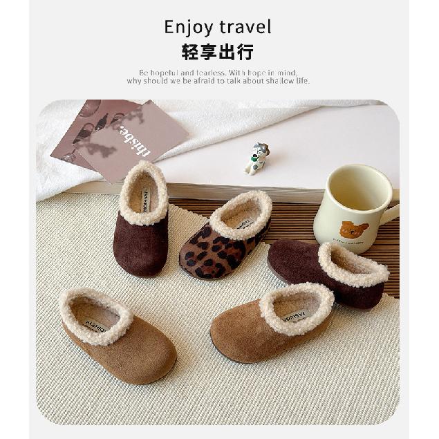 Children's fleece-lined thickened cotton shoes, new autumn and winter models, boys' Boken cotton shoes for small, medium, and large children, girls'