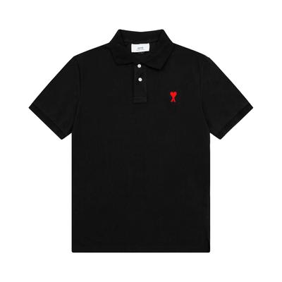 Spring and Summer Collar Classic Heart Embroidery Letter A Peach Heart Pure Cotton Men's Polo Shirt Short Sleeved