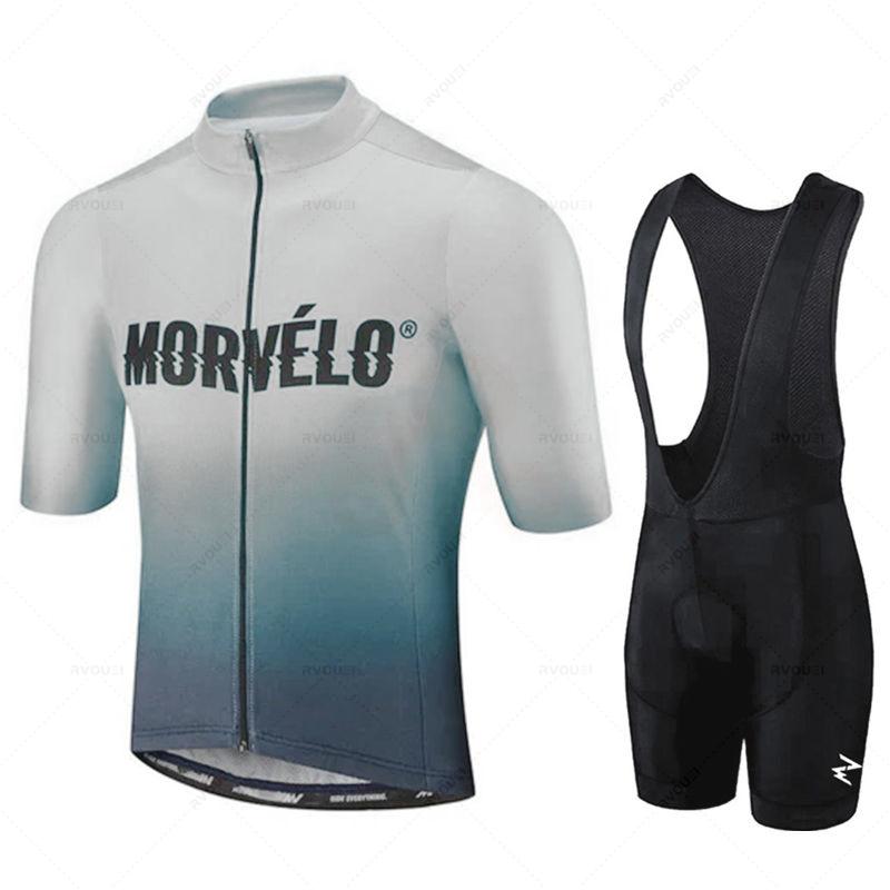 2026 Morvelo-Cycling Jersey Set, Breathable Clothing, MTB Clothes, Bicycle Bib Pants, Bike Race Sportswear, Summer S