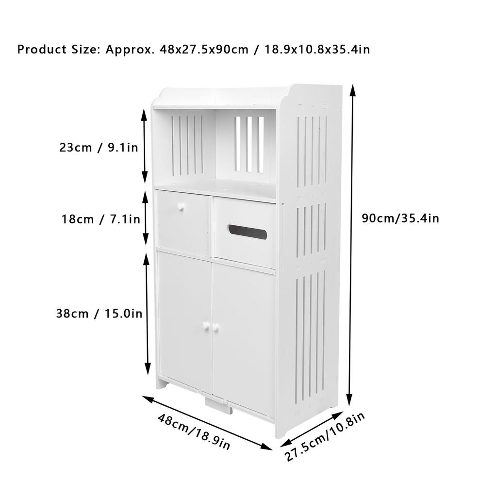 Bathroom Floor Storage Cabinet with Double Door Toilet Paper Storage Container Bathroom Organizer Furniture Bathroom Furniture