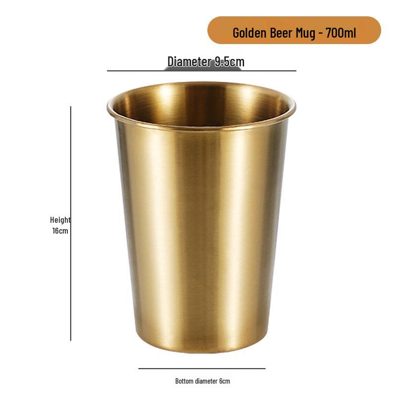 Gold 304 Stainless Steel Beer Mug - Single Layer, Stackable Outdoor Cup for Cold Drinks