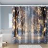 Festive Snowy Forest Shower Curtain: Christmas Lights & Snowflakes, Polyester, Machine Washable, Winter Wonderland Theme.
