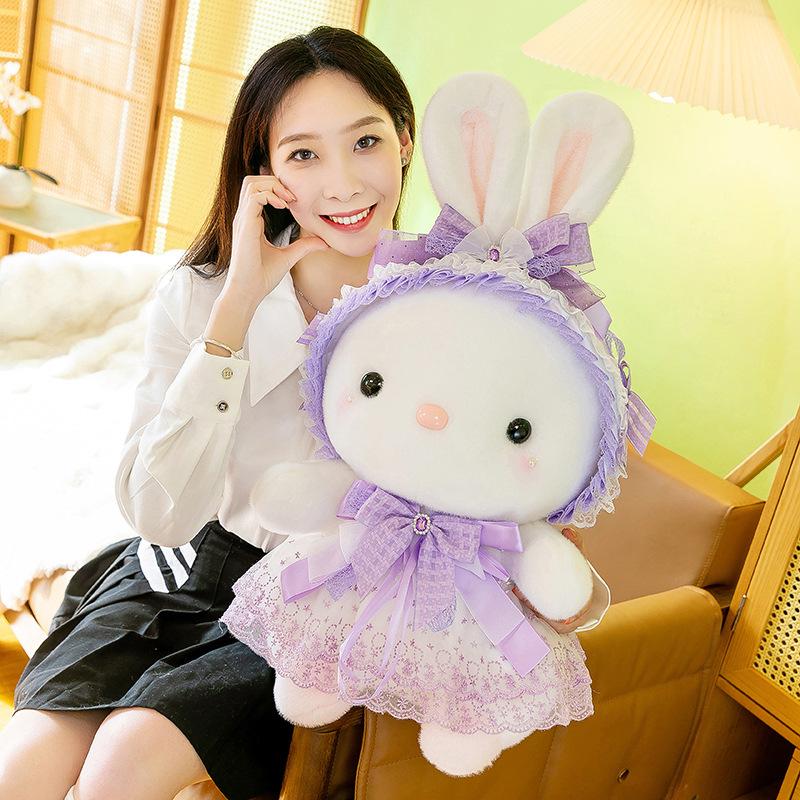 Super cute Lisa rabbit plush toy girl sleeping rag doll flower skirt rabbit doll grab machine activity throwing