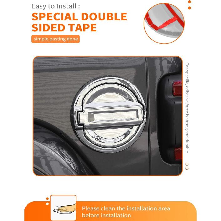 Savadicar Chrome Fuel Door Trim for Jeep Wrangler JL JLU 4xe & Gladiator JT 2018-Present – Exterior Gas Cap Accent Styling Cover Accessory