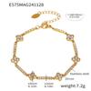 Qiong Yao Stainless Steel Four-Leaf Clover Zircon Bracelet with PVD Gold Coating