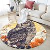 Vintage Flower Owl,Round Area Rug,Carpet Rug for Living Room Bedroom Sofa Playroom Decor,Non-slip Floor Mat