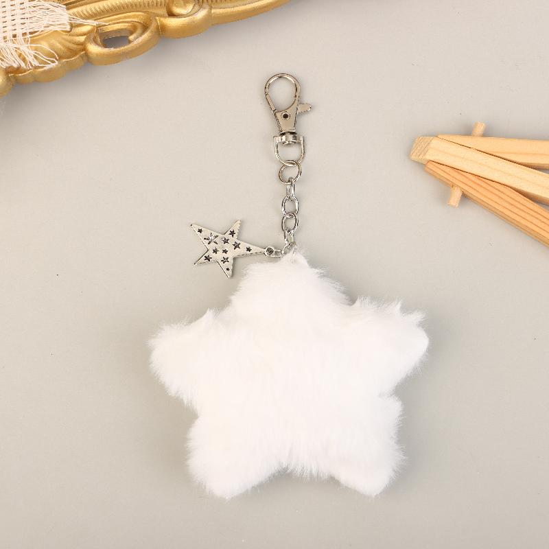 

Милі пухнасті плюшеві зірочки Брелоки Y2K Помпони зі штучного кролячого хутра Прикраса для сумки Модні подарунки pink