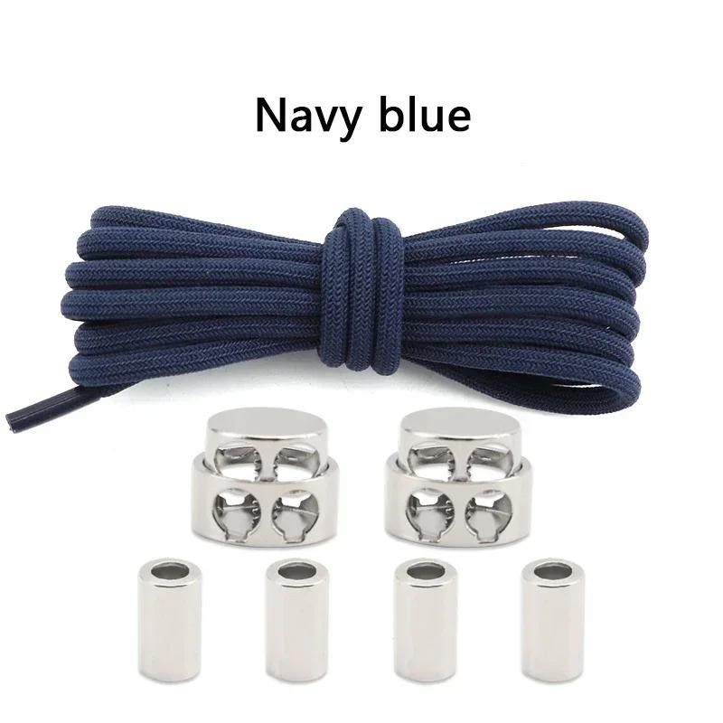 1Pair Lock Shoe laces Without ties Metal Buckle Laces Round Elastic Laces Sneakers Kids Adult No Tie Shoelaces Shoes Accessories