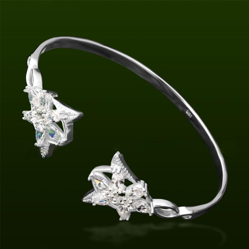 Bangle Crystal Stone Cubic Zirconia Elf Princess 925 Sterling Silver Charm Bracelet Movie Jewelry Women Gift