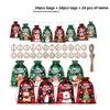 24 st,Jul,linne Dragsko Presentpåse, 24 st Hänglappar,24 st Snöre,snöflinga Mönster,återanvändbar,linne Presentpåse för Julfest