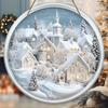 Rustic Christmas Wooden Sign with Snow House Pattern - Navidad Round Sign for Front Door, Wall Hanging Decor - Ideal Christmas Decoration