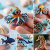 Octopus Bead Embroidery Kit DIY Ocean Animals Craft Set with Full-Color Instruction