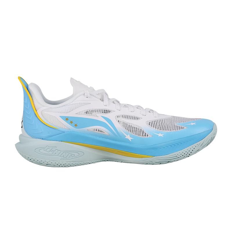 Li Ning Sonic 12 PE Version Shock Absorption Wear Resistant Low Top Basketball Shoes Men Sneaker White Blue ABAU019-24