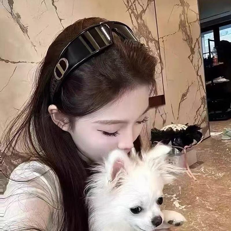 Future Sense Cd Headband Sunglasses One-Piece Glasses Women'S Y2K Premium Sense Spice Girl Sunglasses