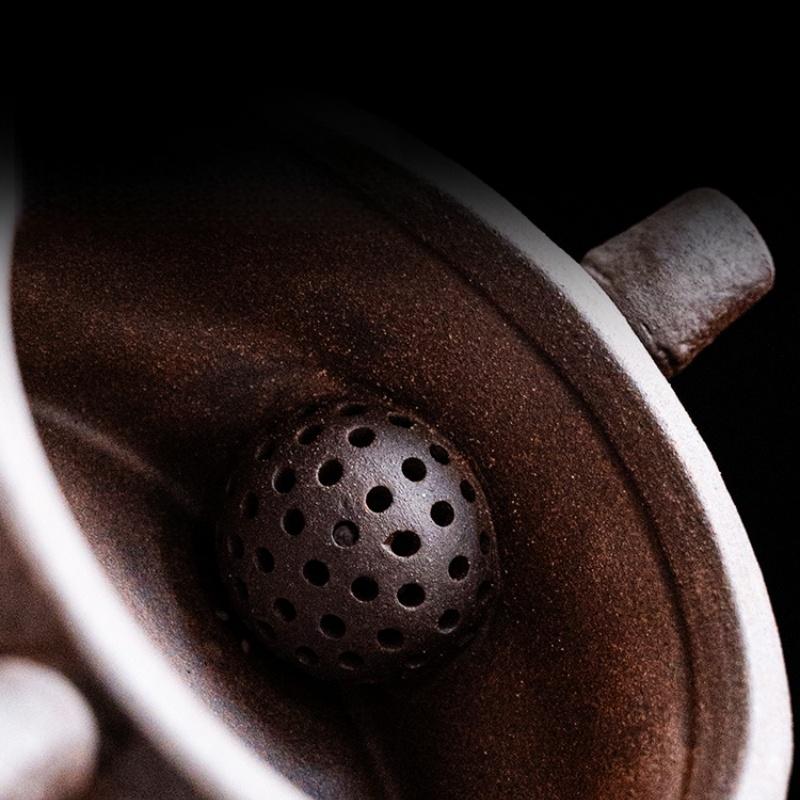 Gilded Iron Glaze Bamboo Coarse Pottery Tea Pot Old Rock Mud Tea Maker Handmade Retro Kung Fu Tea Set