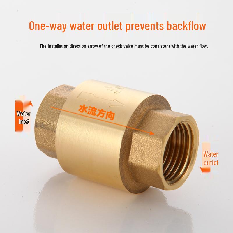 All-Copper 1-Inch Vertical Spring Check Valve with Male/Female Threads, One-Way Backflow Preventer for Water Pipes and Meters.