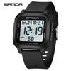 Sanda Student Sports Watch - Waterproof, Luminous Large Dial, Countdown Timer, Multifunction Alarm Clock, Square Electronic Design