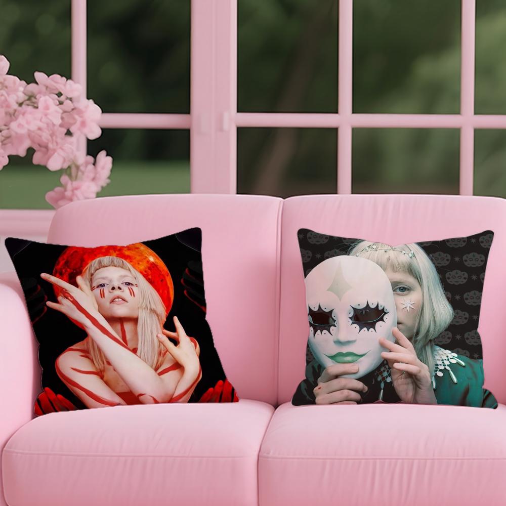 A-Aurora Aksnes Singer Cushion Cover Reversible Plush Pillow Cover – For car, sofa, bedroom, perfect as a gift.