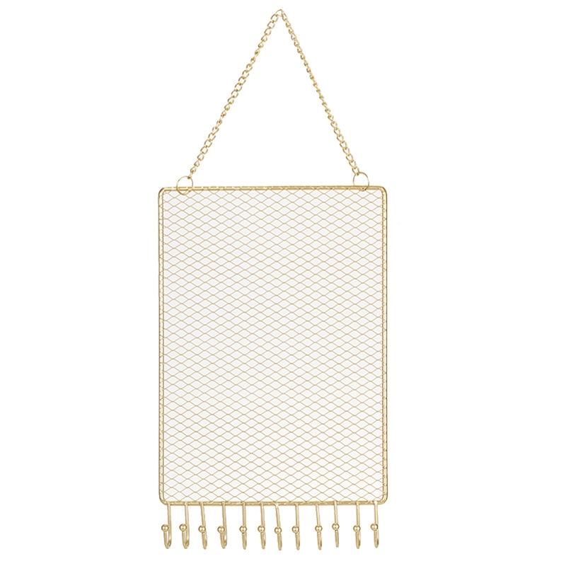 

Jewelry Organizer Wall Rack, Grid Style Hanging Display Shelf, Earring and Necklace Holder, Stylish Accessories Storage