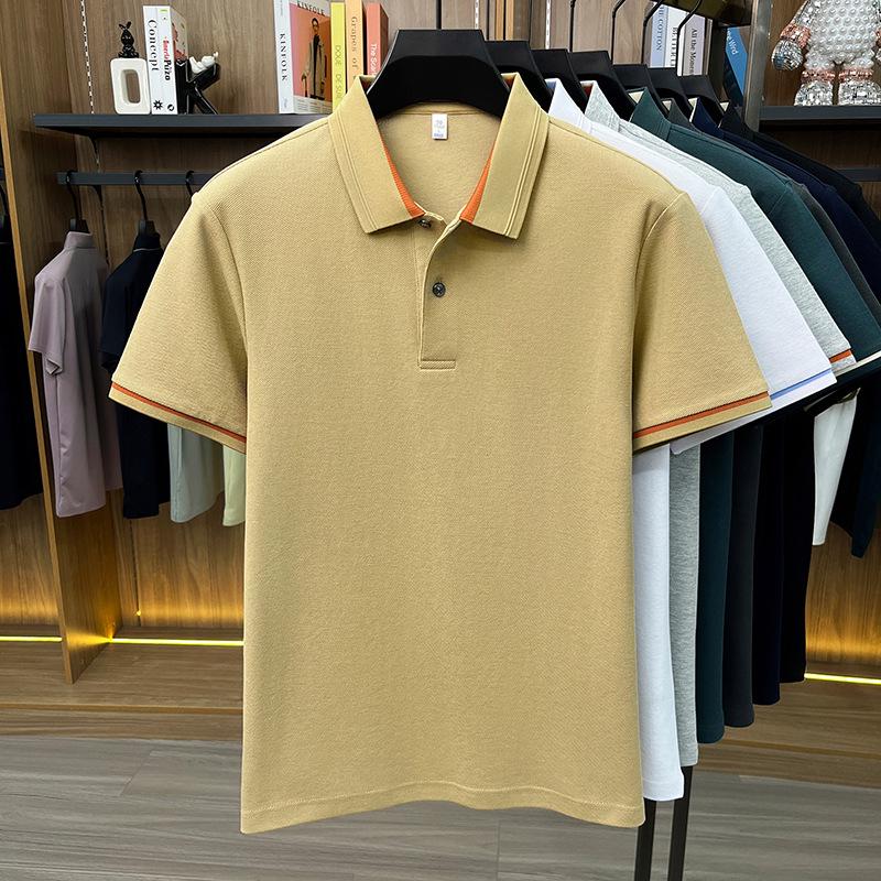 Men's Breathable Cotton Polo Shirt: Short Sleeve, Skin-Friendly, Light Business Casual, Lapel T-shirt, Versatile Base Layer Top.
