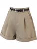 Women's High Waist A-Line Wide Leg Belted Casual Shorts for Spring/Summer 2025.