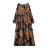 Printed Round Neck Loose Plus Size Long Sleeve Dresses for Women