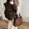 Simple commuter women's cotton vest autumn and winter versatile tofu cubes sleeveless vest stacked with warm jacket