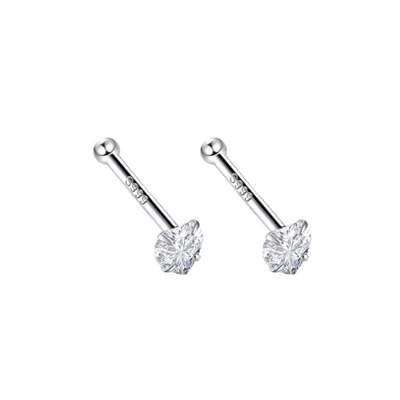 S999 Pure Silver Minimalist Women's Earrings – Small Bean Ear Bone Studs, Anti-Blocking Design for Commuting