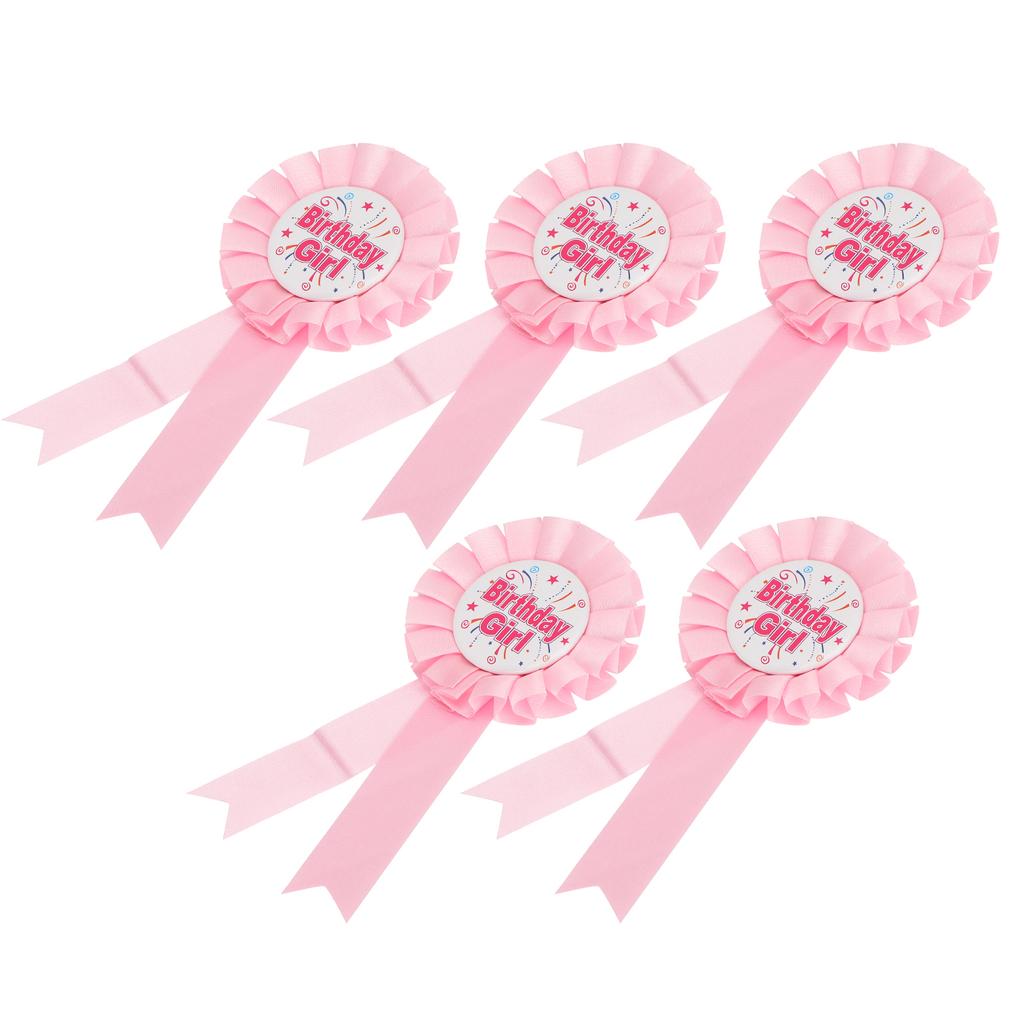 5Pcs Brooch Pin Ribbon Rosette Badge for Special Party Decoration Clothing