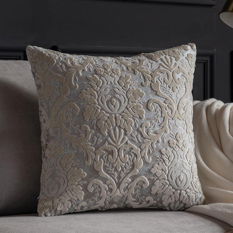 European Chenille Plush Cushion Cover Living Room Retro Plush Jacquard Pillowcase Villa Hotel Homestay Decoration Cover Office Chair Car Cushion Cover