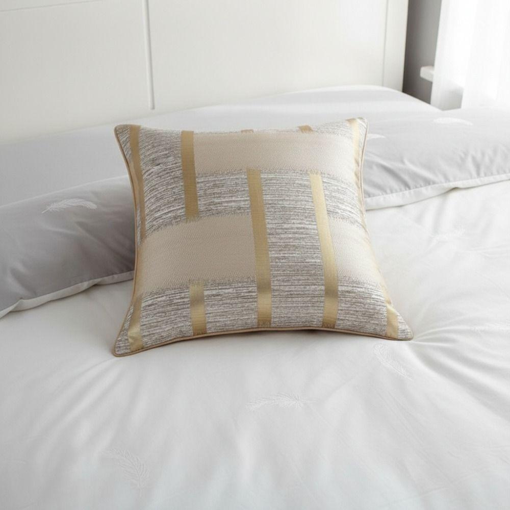 Geometric Weaving Patterns Silk Texture Throw Pillow Cover Zipper Closure Skin-friendly Cooling Summer Pillowcase Square