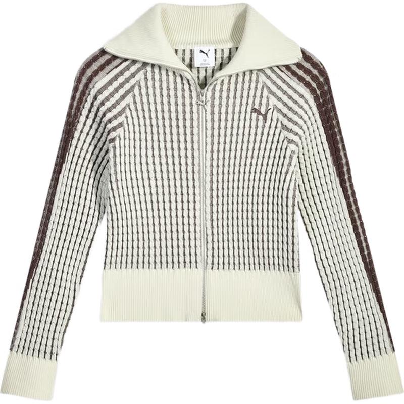 PUMA Women s Classic T7 Lapel Knit Jacket XL снег белый