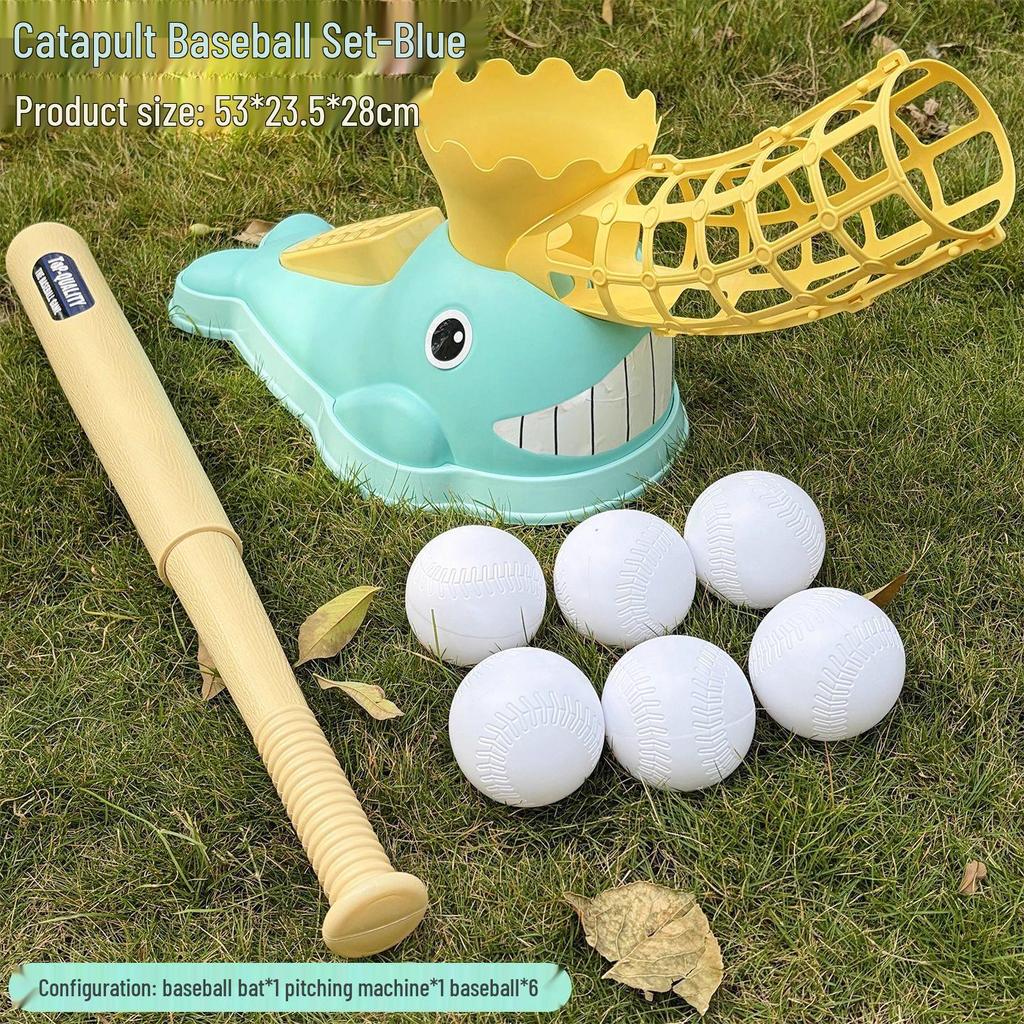 Cartoon Whale Baseball Launcher Set: Parent-Child Indoor/Outdoor Sports Toy