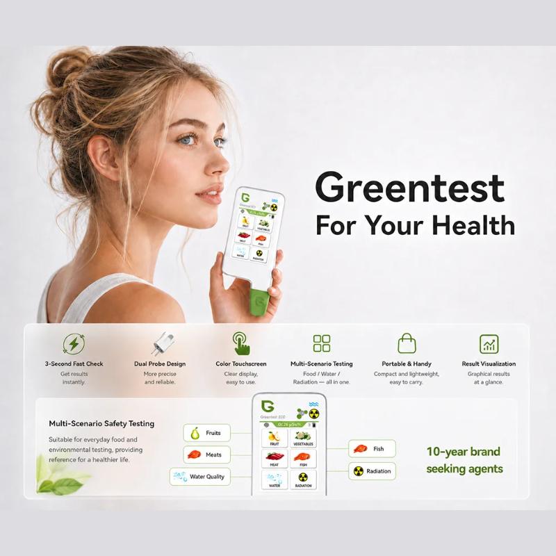 Food Safety Detector Fruit Vegetable Meat Nitrate Tester Environment Radiation Water Quality Testing Health Care Capacitive Touchscreen Tester Home