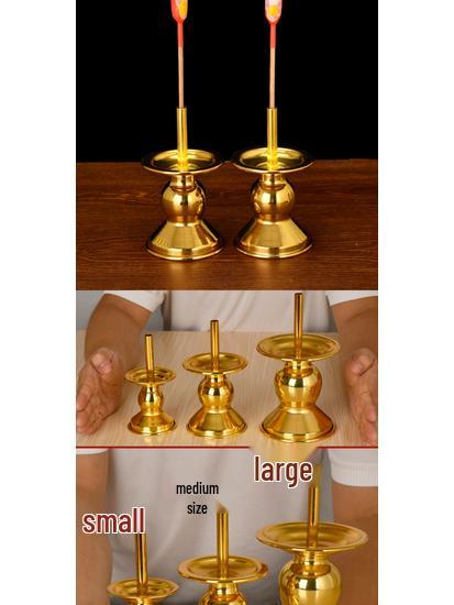 Bamboo and Alloy Candle Holder for Worship - Insertable Stand for Buddha or God