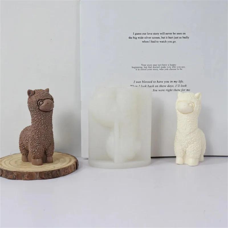 New 3D Alpaca Silicone Candle Mold Cute Sheep Soap Gypsum Clay Resin Making Tool DIY Animal Chocolate Ice Block Baking Mould