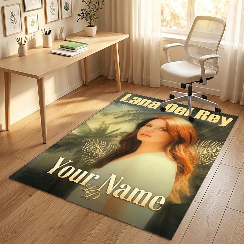 Personalized Crystal Velvet Carpet,Lana Del Rey Custom Printed Name, Plush Area Rug For Home Indoor Decor