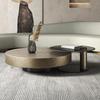 Italian Modern Minimalist Round Stainless Steel Coffee Table with Tempered Glass Top