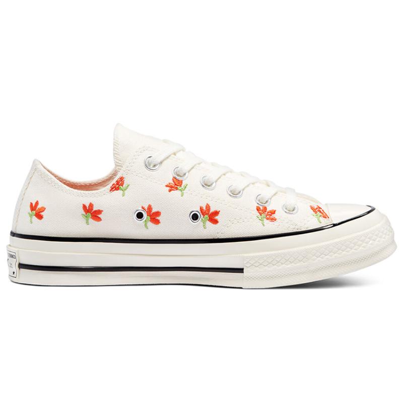 Converse 1970s Chuck Taylor All Star Floral Embroidered Casual Low-Top Espadrilles Women's Beige Red