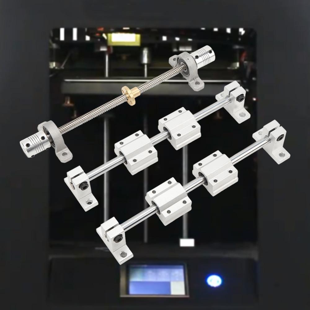 16pcs T8 Lead Screw Linear Motion Guide Rod SC8UU Block Sliding Bearing Block  For DIY CNC Machine