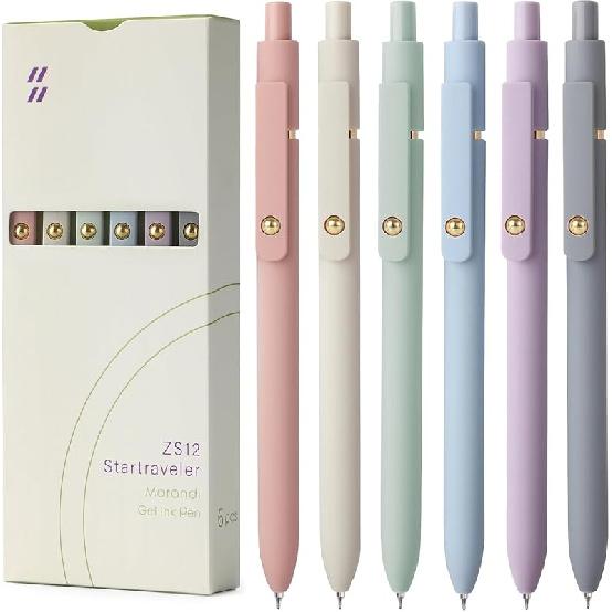 FIOVER Colorful Gel Pens - 6Pcs 0.7mm Multi-Colored Pens, Smooth Writing Coloring Journaling Supplies for Note Taking, Cute Aesthetic Office School