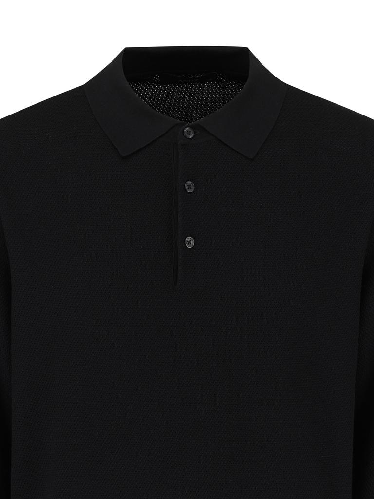 And Z Men'S Machine Washable Knit Collared Long Sleeve Tee_Blg1Et1002Bk