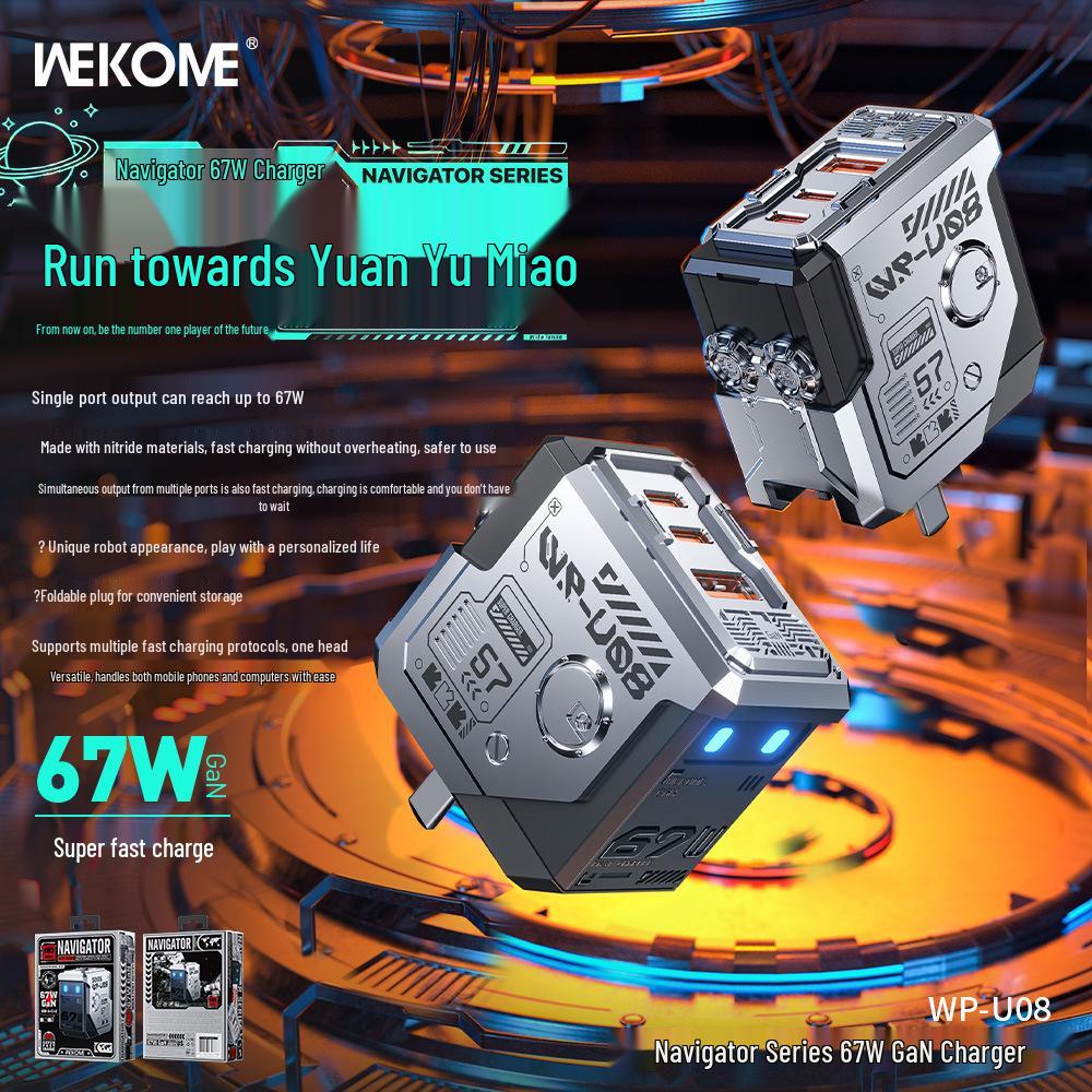 Wekome Navigator 67W Low-Temp Fast Charging GaN 3-Port Mobile Charger - Chinese/European/British Standards