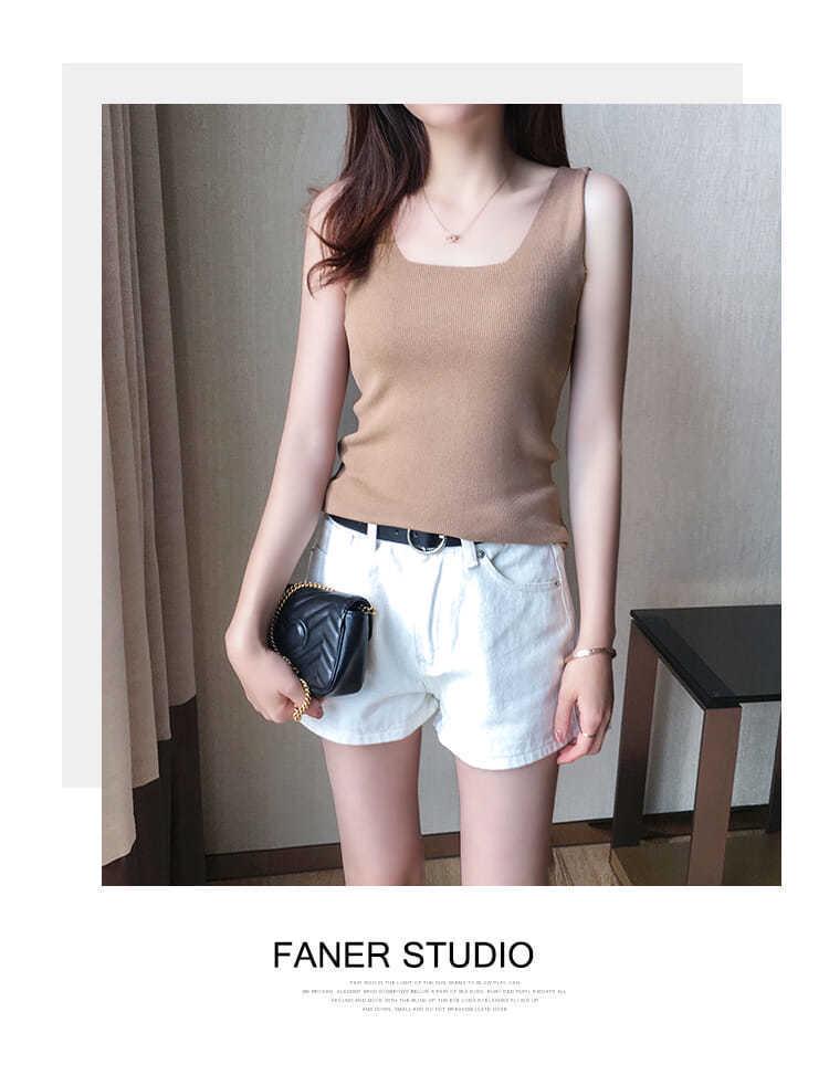 Women's Summer Sleeveless Black Knit Tank Top - Sexy Base Layer & Trendy Outerwear