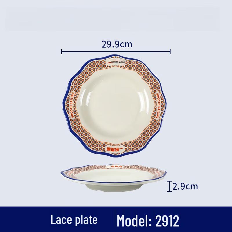 12-inch Hong Kong Style Enamel Lace Dinner Plate