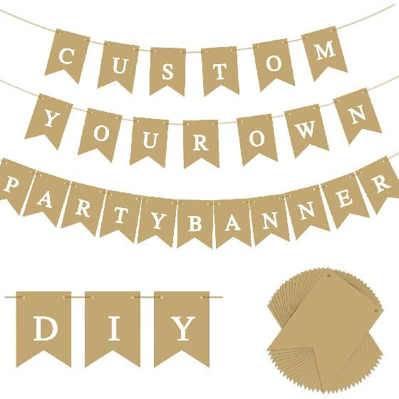 Blue Banner kit,  Phrase Banner, ize Your Party Banner Signs, Handwriting Banners Party Supplies Unique Decor With Letters A~Z and heart Stencil